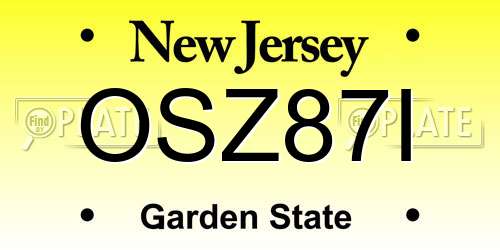 OSZ87I New Jersey License Plate