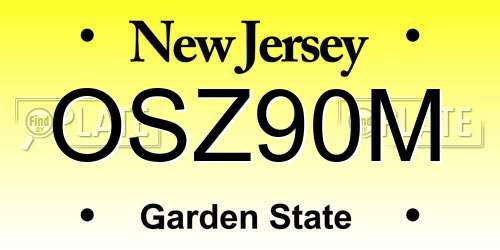 OSZ90M New Jersey License Plate