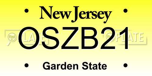 OSZB21 New Jersey License Plate