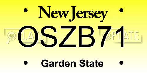 OSZB71 New Jersey License Plate