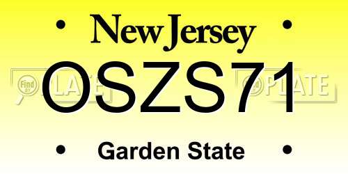 OSZS71 New Jersey License Plate