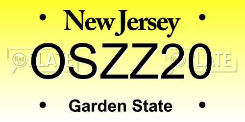 OSZZ20 New Jersey License Plate