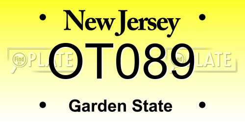 OT089 New Jersey License Plate