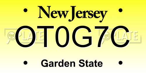 OT0G7C New Jersey License Plate