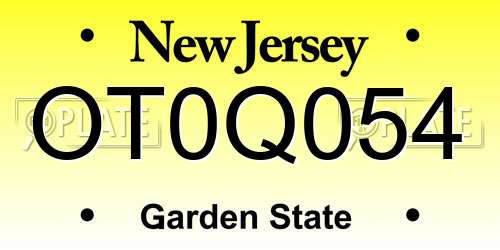 OT0Q054 New Jersey License Plate