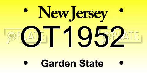 OT1952 New Jersey License Plate