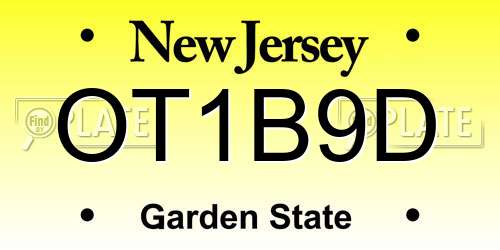 OT1B9D New Jersey License Plate