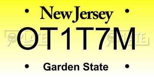 OT1T7M New Jersey License Plate