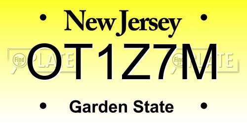 OT1Z7M New Jersey License Plate