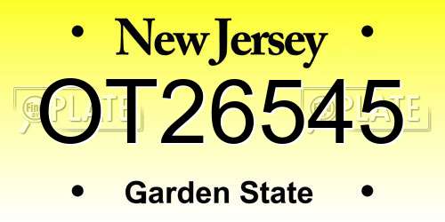 OT26545 New Jersey License Plate