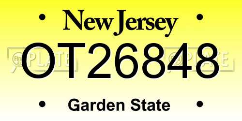 OT26848 New Jersey License Plate