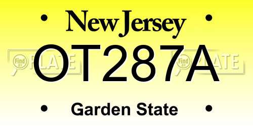 OT287A New Jersey License Plate