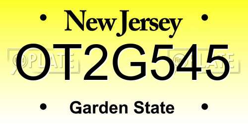 OT2G545 New Jersey License Plate