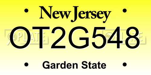 OT2G548 New Jersey License Plate