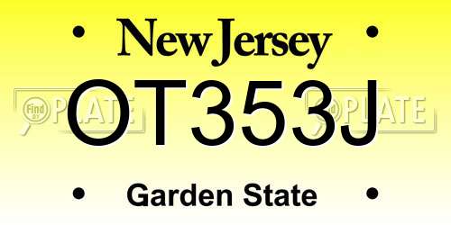 OT353J New Jersey License Plate