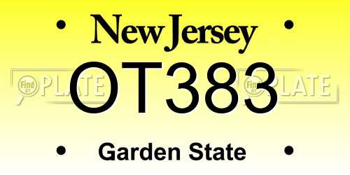 OT383 New Jersey License Plate