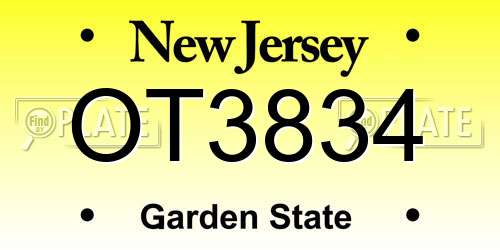 OT3834 New Jersey License Plate