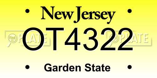 OT4322 New Jersey License Plate