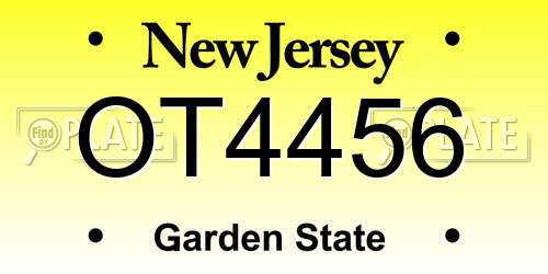 OT4456 New Jersey License Plate