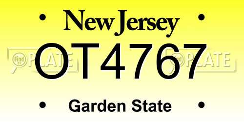 OT4767 New Jersey License Plate