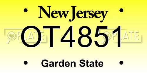 OT4851 New Jersey License Plate