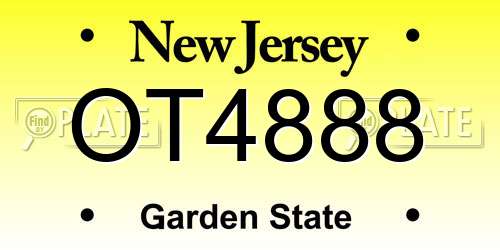 OT4888 New Jersey License Plate