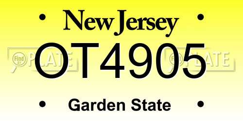 OT4905 New Jersey License Plate