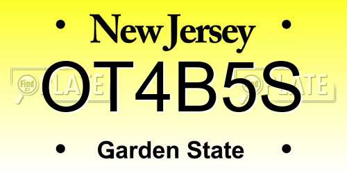 OT4B5S New Jersey License Plate