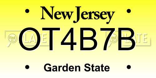 OT4B7B New Jersey License Plate