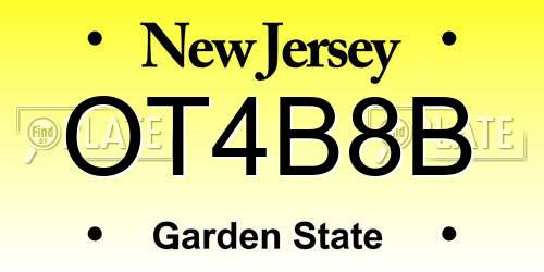 OT4B8B New Jersey License Plate