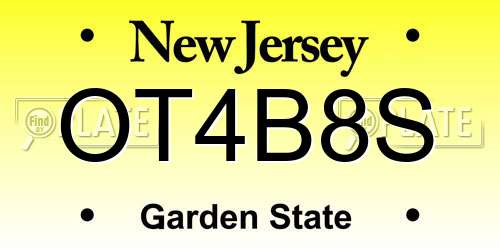 OT4B8S New Jersey License Plate