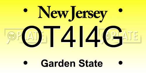 OT4I4G New Jersey License Plate