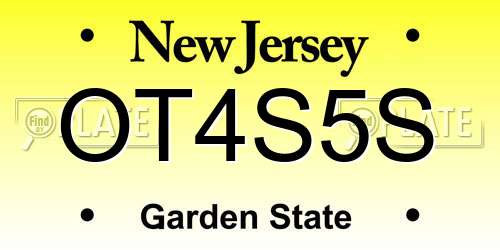 OT4S5S New Jersey License Plate