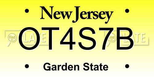 OT4S7B New Jersey License Plate