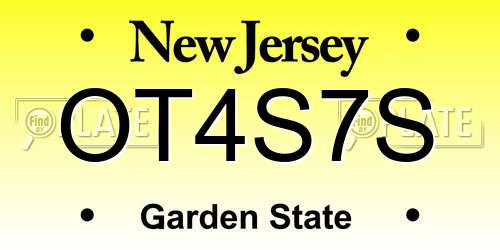 OT4S7S New Jersey License Plate