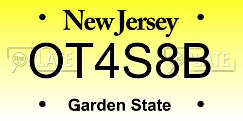 OT4S8B New Jersey License Plate