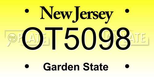 OT5098 New Jersey License Plate