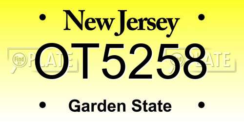 OT5258 New Jersey License Plate