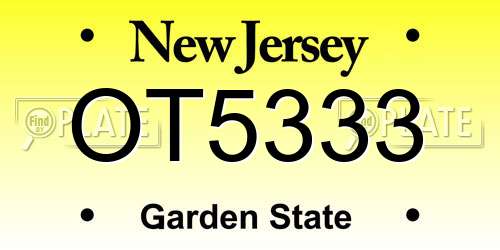 OT5333 New Jersey License Plate