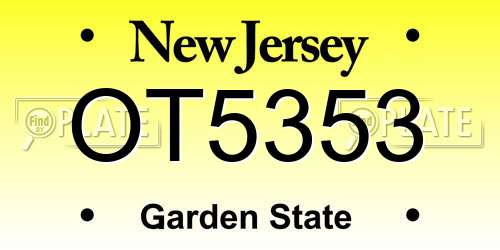 OT5353 New Jersey License Plate