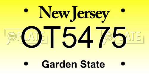 OT5475 New Jersey License Plate