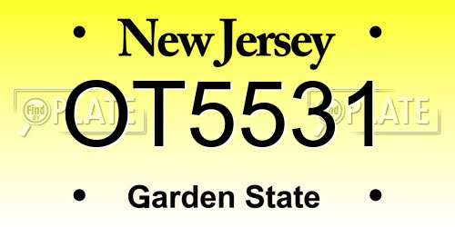 OT5531 New Jersey License Plate