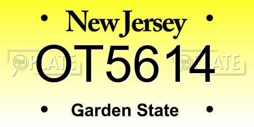 OT5614 New Jersey License Plate