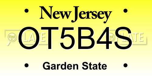 OT5B4S New Jersey License Plate
