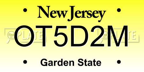 OT5D2M New Jersey License Plate