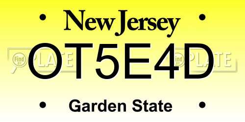 OT5E4D New Jersey License Plate