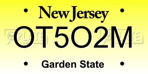 OT5O2M New Jersey License Plate