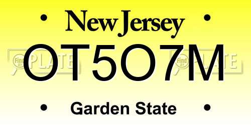 OT5O7M New Jersey License Plate