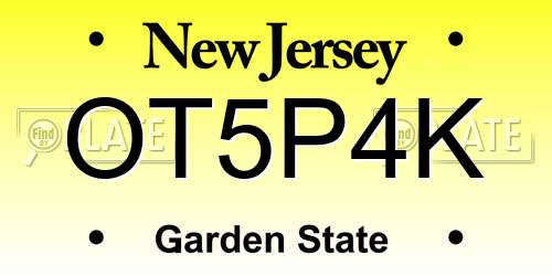 OT5P4K New Jersey License Plate