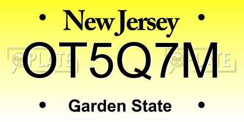 OT5Q7M New Jersey License Plate